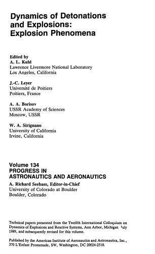 خرید و دانلود نسخه کامل کتاب Dynamics of Detonations and Explosions: Explosion Phenomena (Progress in Astronautics and Aeronautics)