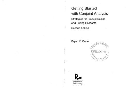 خرید و دانلود نسخه کامل کتاب Getting Started with Conjoint Analysis: Strategies for Product Design and Pricing Research