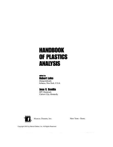 خرید و دانلود نسخه کامل کتاب Handbook of Plastics Analysis (Plastics Engineering)