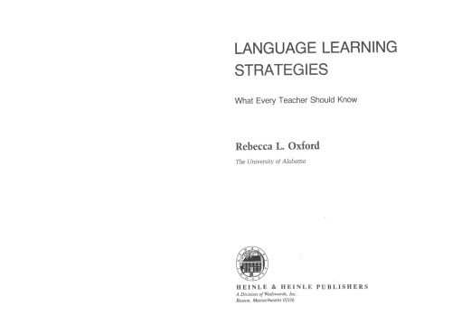 خرید و دانلود نسخه کامل کتاب Language Learning Strategies: What Every Teacher Should Know
