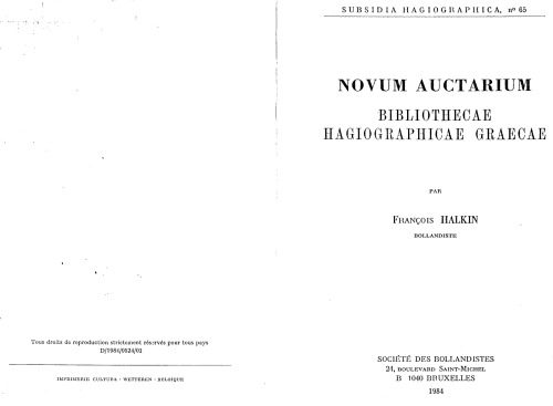 خرید و دانلود نسخه کامل کتاب Novum Auctarium Bibliothecae Hagiographicae Graecae (Subsidia Hagiographica no. 65)