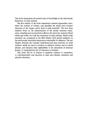 خرید و دانلود نسخه کامل کتاب Physics and chemistry at oxide surfaces