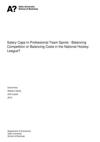 خرید و دانلود نسخه کامل کتاب Salary Caps in Professional Team Sports – Balancing Competition or Balancing Costs in the National Hockey League?