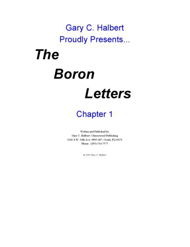 خرید و دانلود نسخه کامل کتاب The Boron Letters