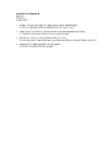 خرید و دانلود نسخه کامل کتاب Workshop on Solid state physics