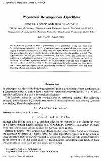 دانلود کتاب Polynomial decomposition algorithm